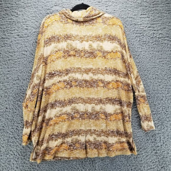 New Directions Sweater Womens 1X Tan Brown Cowl Neck Knit Long Sleeve Pullover - Picture 7 of 9